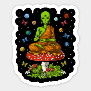 Mushroom Alien Buddha Sticker