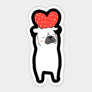 Dog with Heart Happy Valentine Funny Gift print Sticker