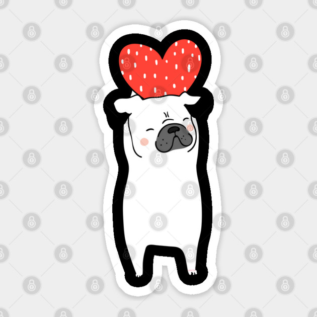 Dog with Heart Happy Valentine Funny Gift print Sticker by creative