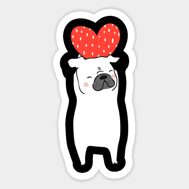 Dog with Heart Happy Valentine Funny Gift print Magnet by creative