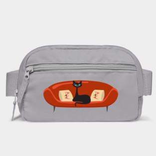 Mid Century Cat Relaxing on a Red MCM Sofa Bag