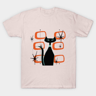 Retro Cat Sitting in front of MCM Artwork T-Shirt