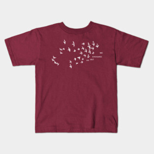 "No net ensnares me" + flock of birds - Jane Eyre quote, Charlotte Bronte (white text) Kids T-Shirt
