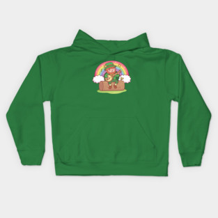 Cute Leprechaun Playing The Banjo Kids Hoodie