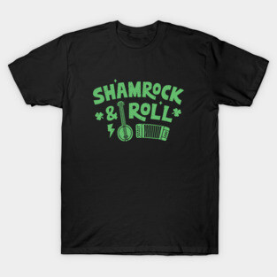 Shamrock & Roll Typography Funny T-Shirt