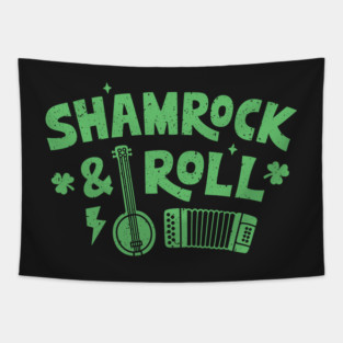Shamrock & Roll Typography Funny Tapestry