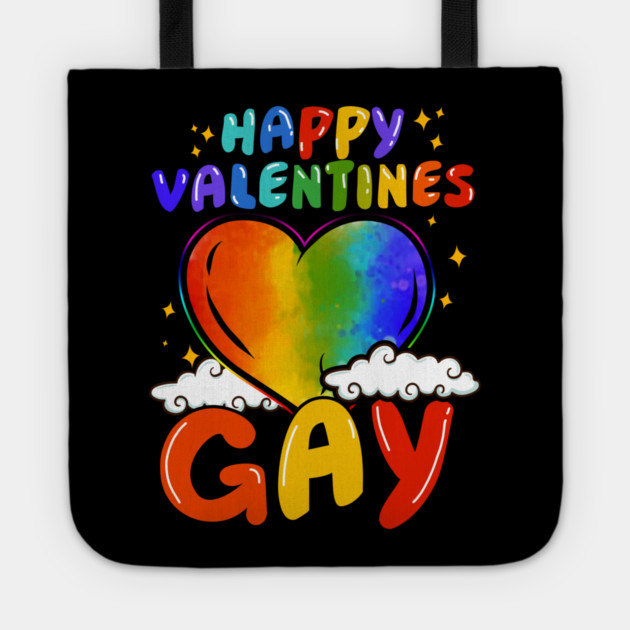 Happy Valentines Gay Rainbow Pride Gift print Tote by creative