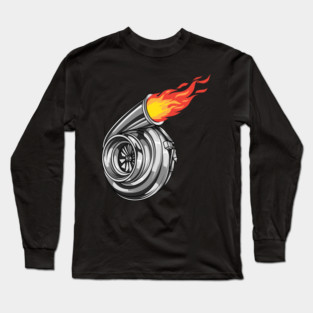 Turbo Flames 2 Fast Car Racing Turbocharger Drag Racing Long Sleeve T-Shirt