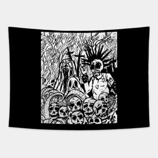 Night of Mayhem Death Metal, Black Metal, Grindcore Illustration Tapestry