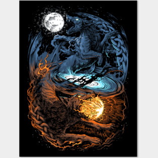 Norse Ragnarok Wolf Viking Mythology Pagan Wolves Posters and Art