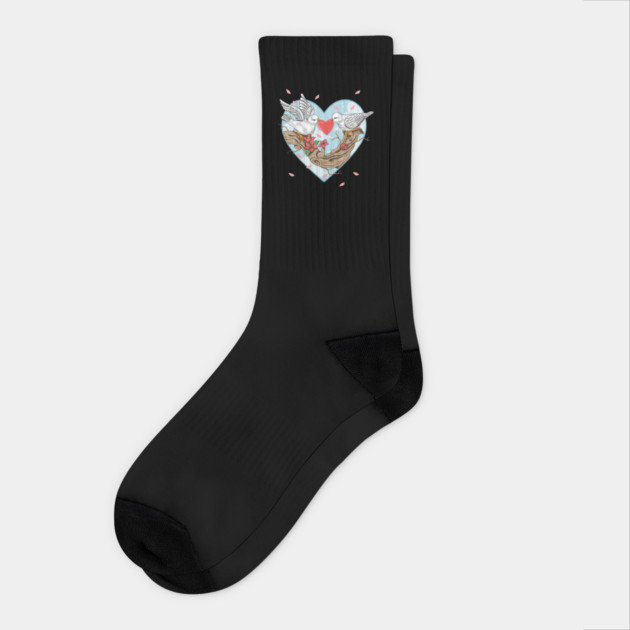 Romantic Birds in Love Valentine Socks by creative