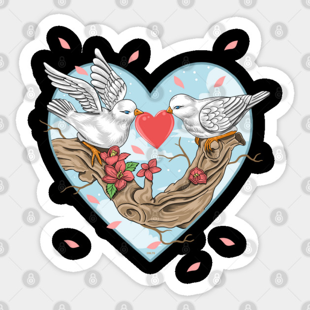 Romantic Birds in Love Valentine Sticker by creative