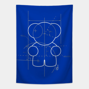 White Line Blueprint Tapestry