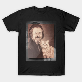 Vintage Photo Of Alan Watts And Cat T-Shirt