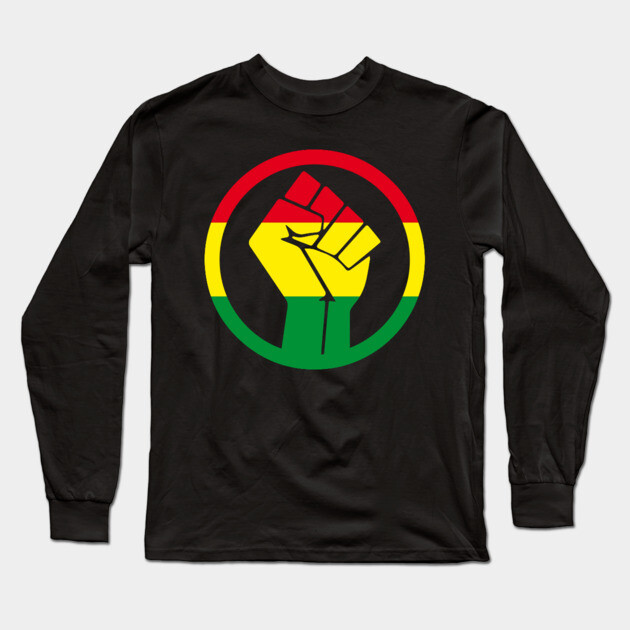 Black Power Fist, black lives matter, black history, Africa colors Long Sleeve T-Shirt by UrbanLifeApparel