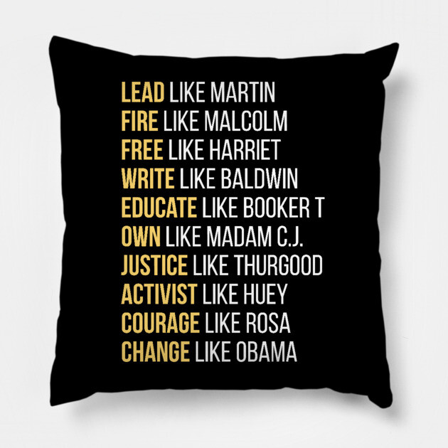 Black Ledgends, Black History, African American, Civil Rights Leaders Pillow by UrbanLifeApparel