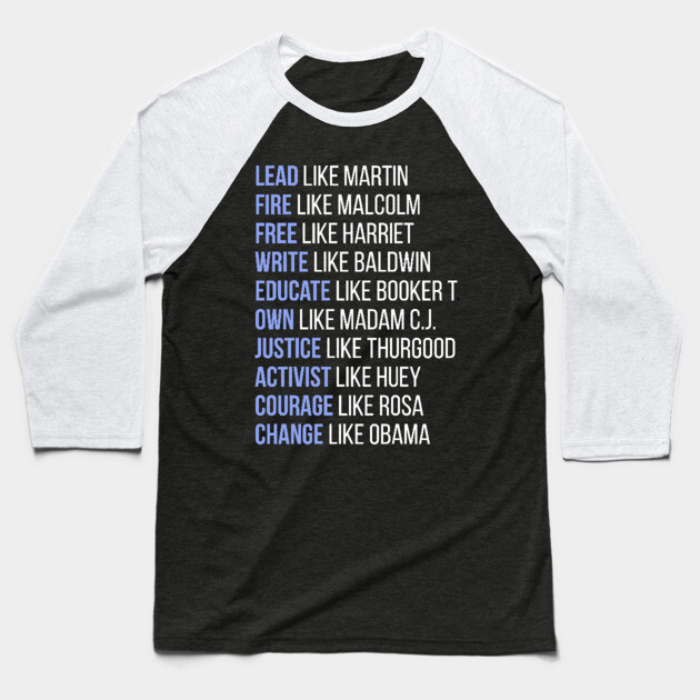Black Ledgends, Black History, African American, Civil Rights Leaders, Dream like Martin Baseball T-Shirt by UrbanLifeApparel