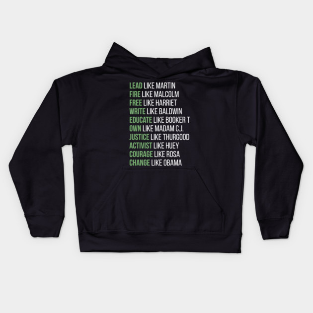 Black Ledgends, Black History, African American, Civil Rights Leaders, Dream like Martin Kids Hoodie by UrbanLifeApparel