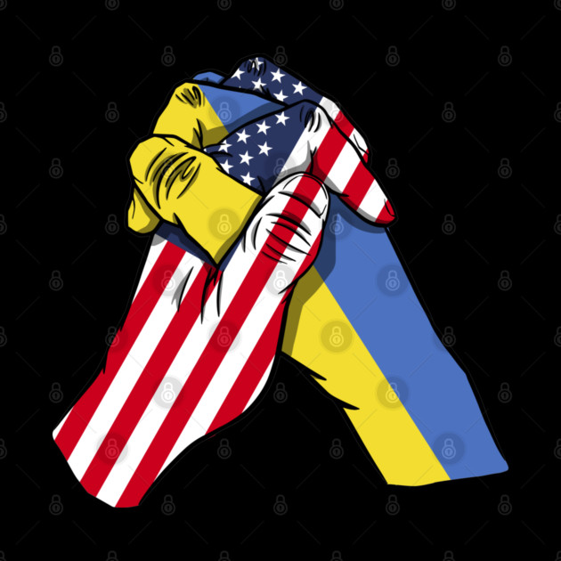 USA and Ukraine flags holding hands Ukraine America Roots by BramCrye
