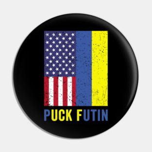 Puck Futin Retro American Ukrainian Flag Pin