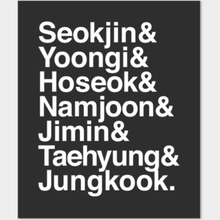 BTS Helvetiva Names Posters and Art