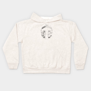 Vintage Headphones Patent Drawing Kids Hoodie