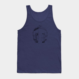 Vintage Headphones Patent Drawing Tank Top