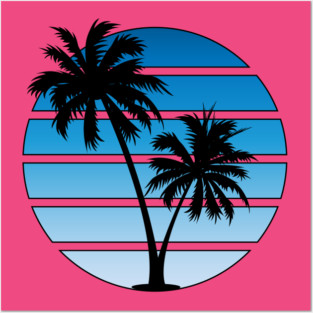 Retrowave Blue Sunset Posters and Art