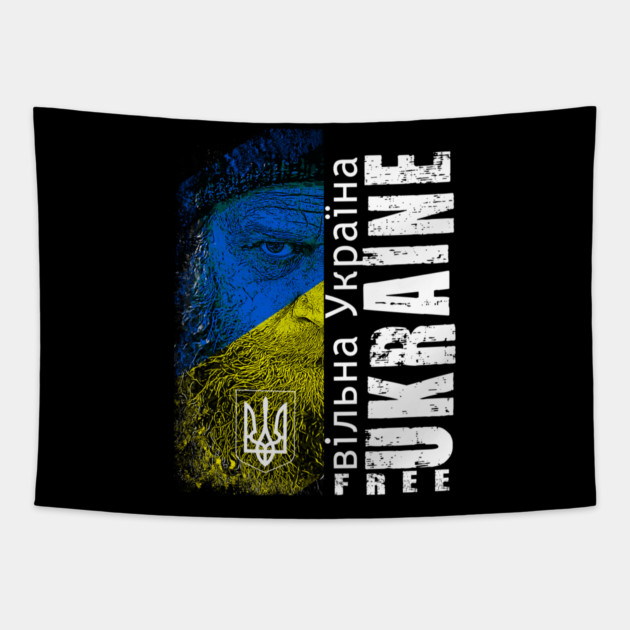 Ukrainian Flag Face Free Ukrainian вільна Україна Support Tapestry by aeroloversclothing