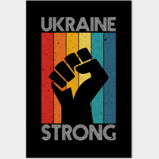 Ukraine Strong Retro Vintage Flag Posters and Art