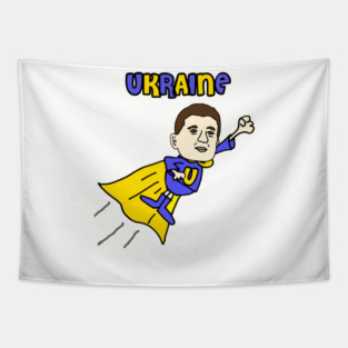 Funny Ukrainian President Zelensky Superhero Tapestry