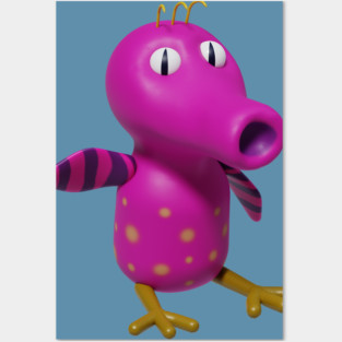 Cute pink bird Monster Posters and Art