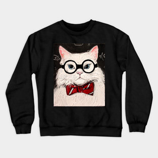 Chemistry Cat Contemplates the Science of Catnip Crewneck Sweatshirt