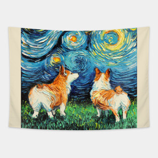 Corgi Night Tapestry