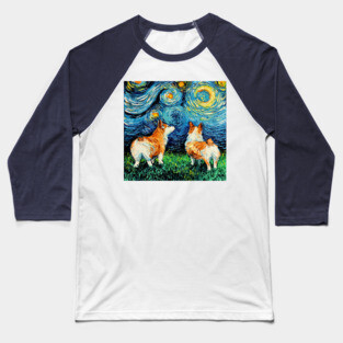 Corgi Night Baseball T-Shirt