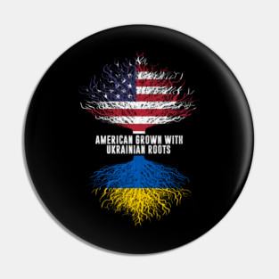 American Grown with Ukrainian Roots USA Flag Pin