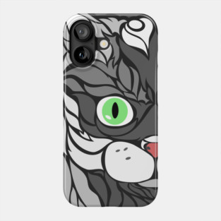 Gray Cat Face Drawing Phone Case