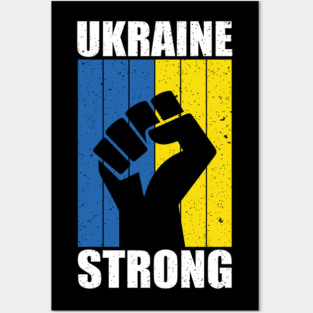 Ukraine Strong Retro Vintage Flag Posters and Art