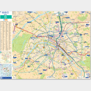 Paris Subway Map (with Streets) - France Posters and Art