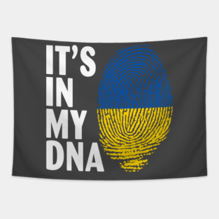 It's In My DNA Ukraine Fingerprint Ukrainian Ukraine Flag Tapestry