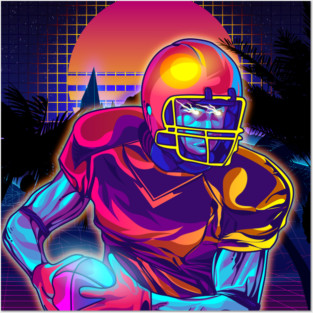 American Football Player Vaporwave 80s Posters and Art