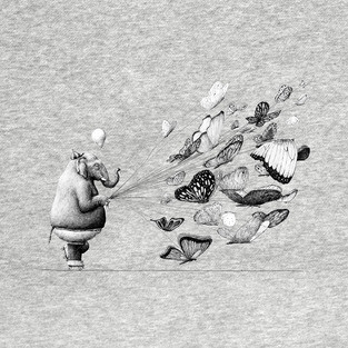 olifant met vlinders