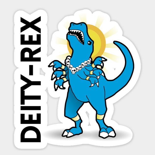 Deity-Rex - Dinosaur Pun Design Sticker by Nonstop Shirts