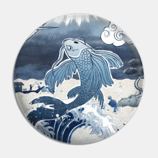 Blue Koi Fish Pin
