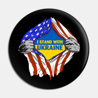 I stand With Ukraine American Flag Ukrainian Flag Pin