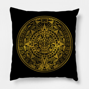 Gold  Aztec Inca Mayan Calendar Pillow