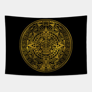Gold  Aztec Inca Mayan Calendar Tapestry