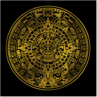 Gold  Aztec Inca Mayan Calendar Posters and Art