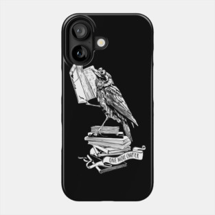 Black raven read book, gift for reader, student gift, lover books, black and white Phone Case