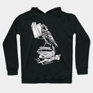Black raven read book, gift for reader, student gift, lover books, black and white Hoodie